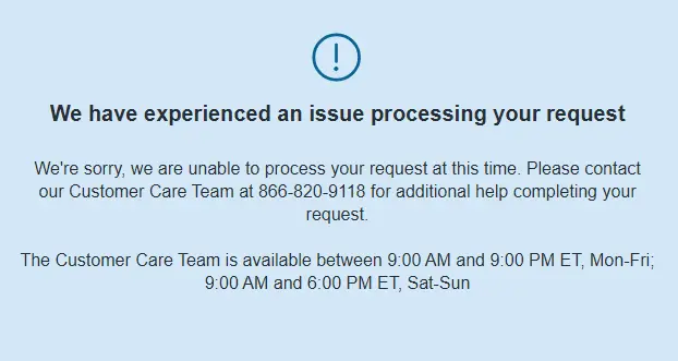 Equifax we have experienced an issue processing your request, Equifax Canada not working error message